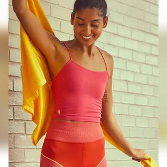 Free People Movement Strappy Back Cropped Tank Ribbed Neon Raspberry M/L (6-10) - Picture 15 of 15